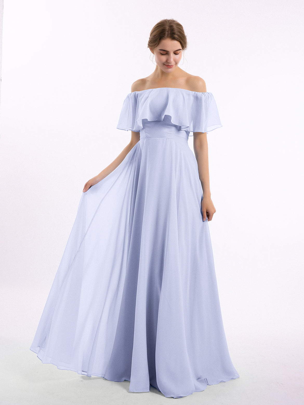 boho bridesmaid dresses lace Lavender Straps A-line Long Formal Dress, Lavender / 8 main image 1