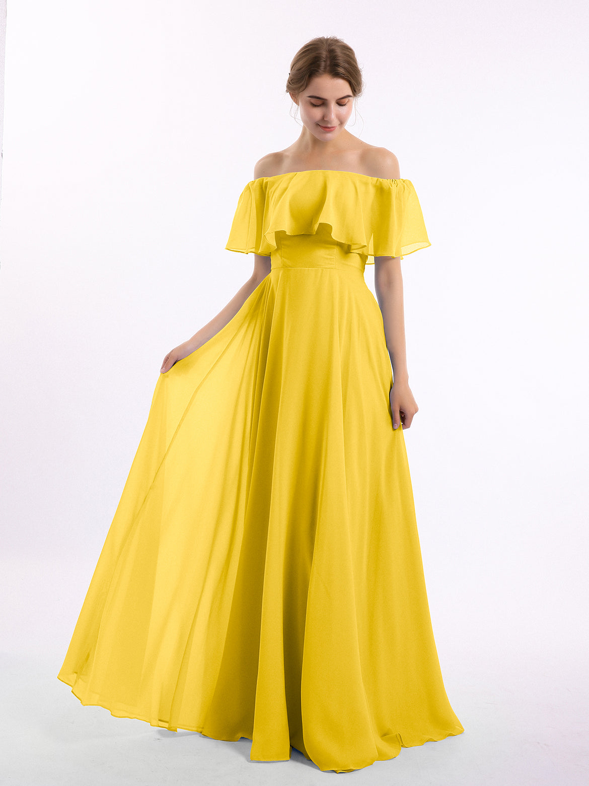 marigold color bridesmaid dresses Marigold Color Bridesmaid Dresses Trinity Gorgeous Off The Shoulder Lo main image 1