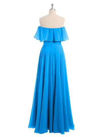 FuLL Length Lace and Chiffon Dresses Ocean Blue