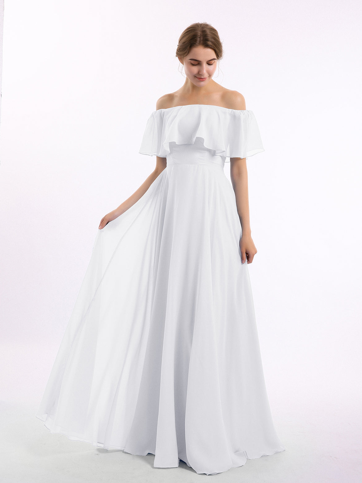 crepe bridesmaid dresses uk Simple White Mermaid Spaghetti Straps Maxi Long Bridesmaid Dresses, WG –  Wish Gown