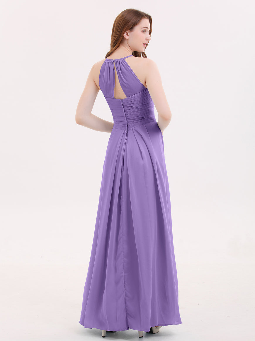 Simple Chiffon Halter Dress for Bridesmaid with Slit Tahiti main image 1