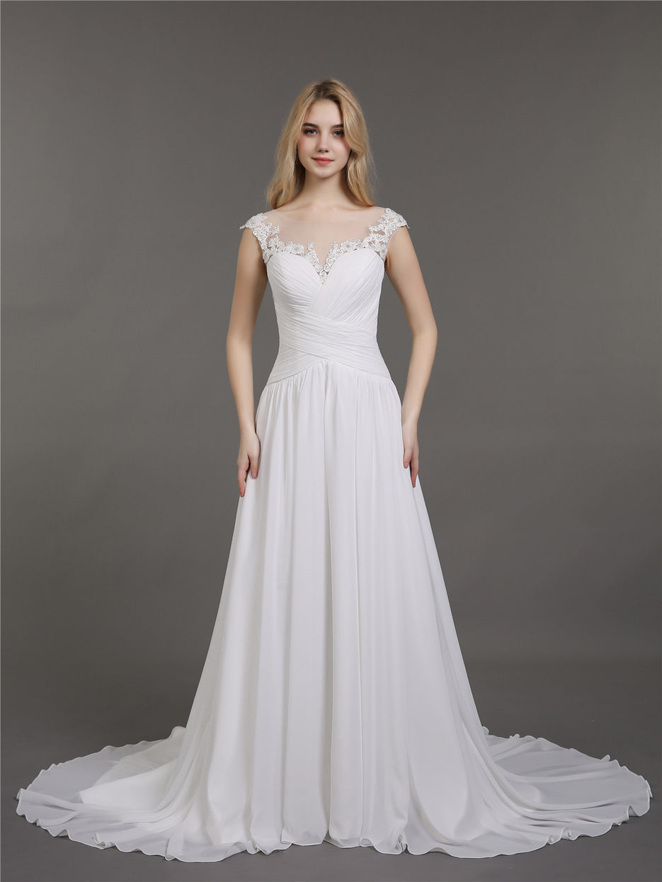 Chiffon and Lace Appliqued Long Dresses Steel Grey