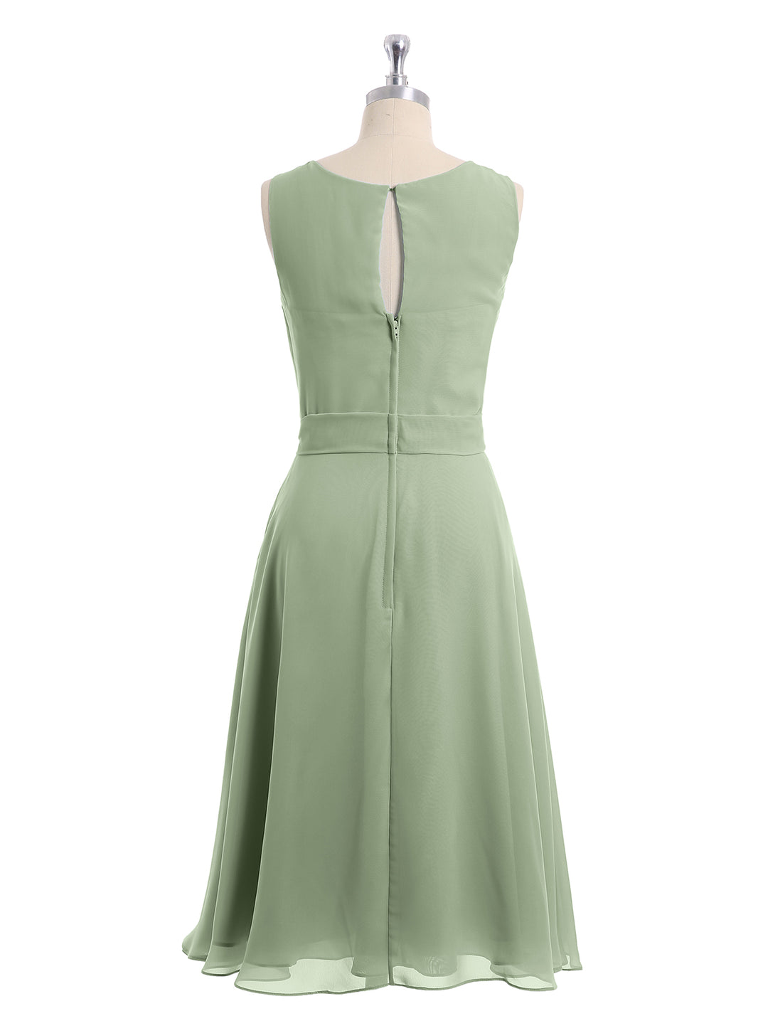 sage green bridesmaid dresses knee length AW.Bridal A-line Bateau Neckline Knee Length Sleeveless Ruching Short Bridesmaid Dresses Dress Sage Green Size 8