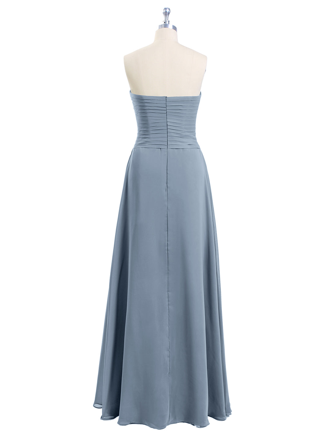 BABARONI Sweetheart Neck Strapless Chiffon Dresses-Dusty Blue, Dusty Blue / US0