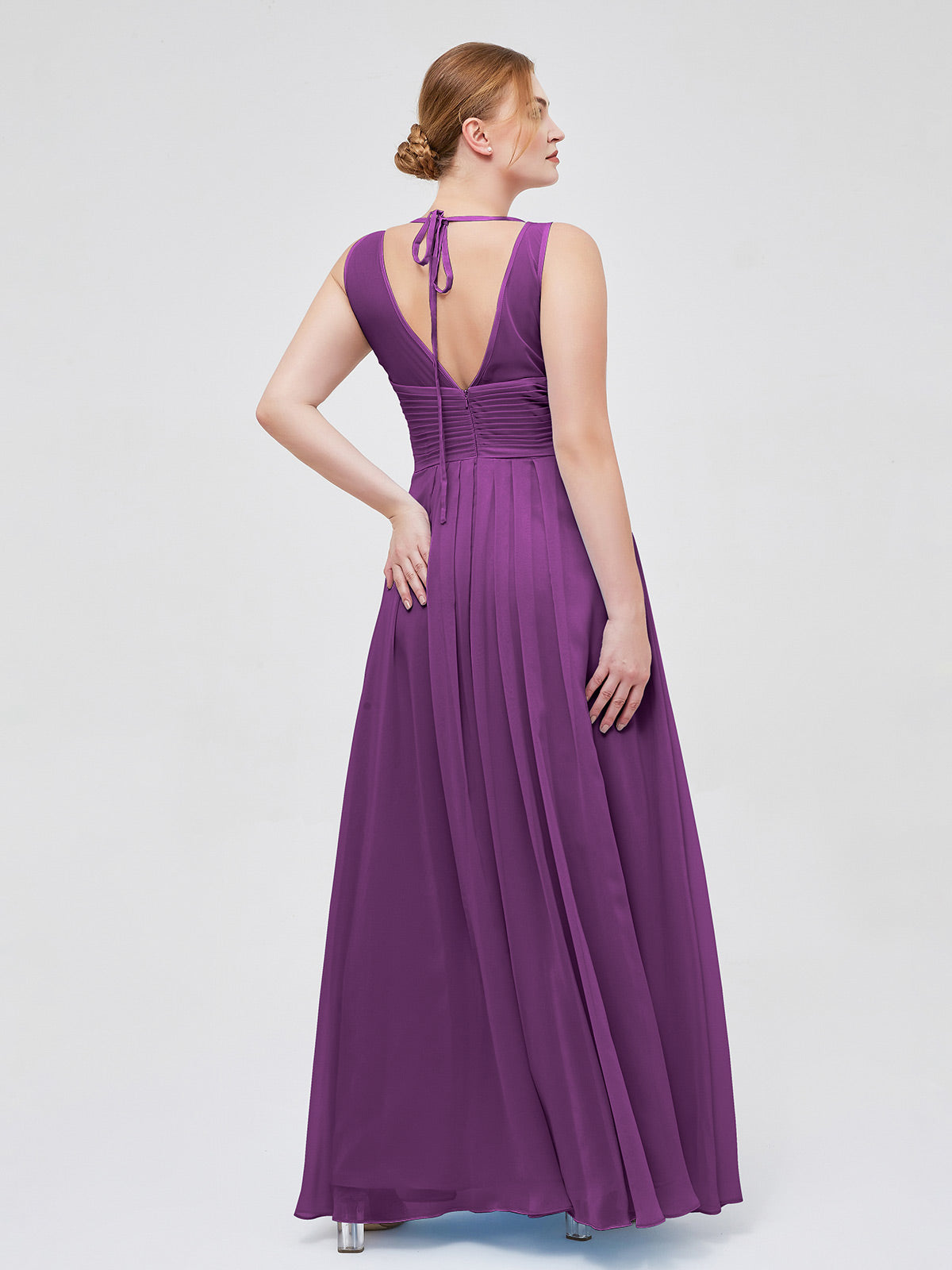 Sweetheart Neck Empire Short Chiffon Dresses Grape main image 0