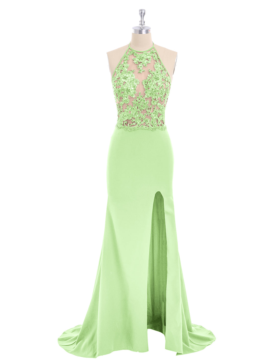 BABARONI Halter Mermaid Sexy Dress with Slit-Sage, Sage / US0 BABARONI Halter Mermaid Sexy Dress with Slit-Sage, Sage / US0