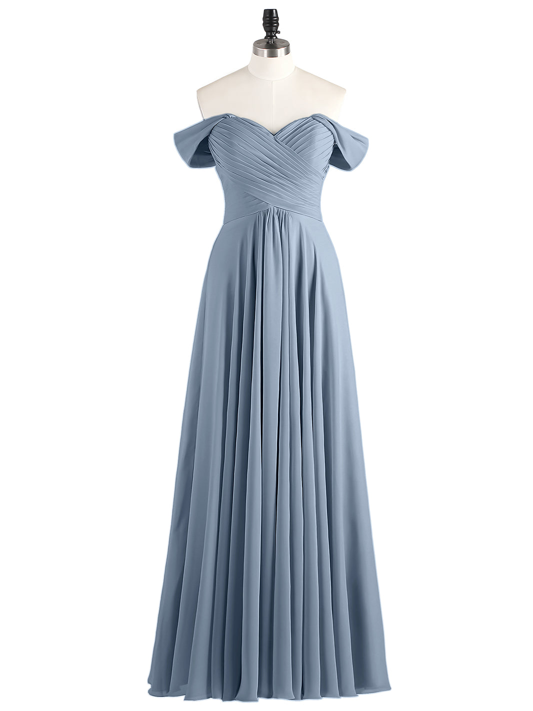 blue dress for baby girl Zapaka Women Dusty Blue Maxi A Line Bridesmaid Dress Off The Shoulder Wedding Guest Dress with Slit, Grey Blue / US4