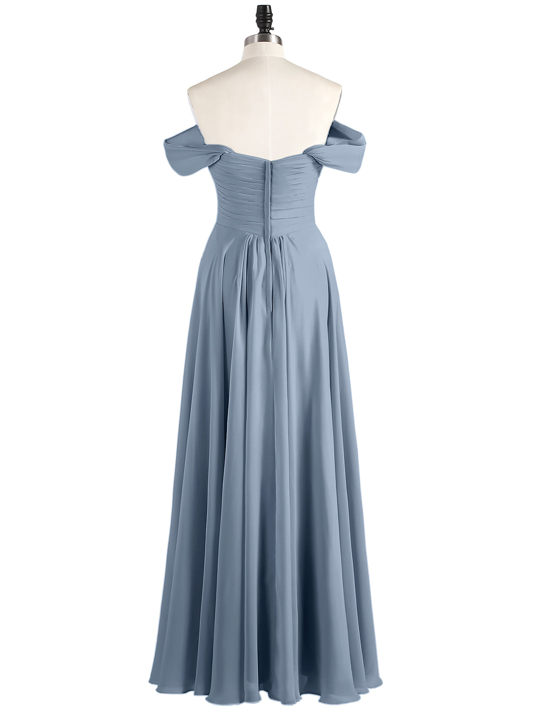 BABARONI Off the Shoulder Empire Bridesmaid Dresses Dusty Blue, Dusty Blue / US0