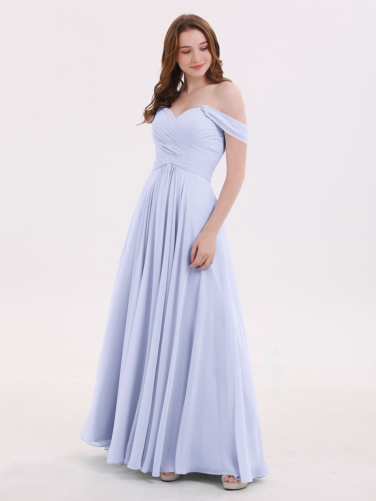 BABARONI Off the Shoulder Empire Bridesmaid Dresses Lavender, Lavender / US0