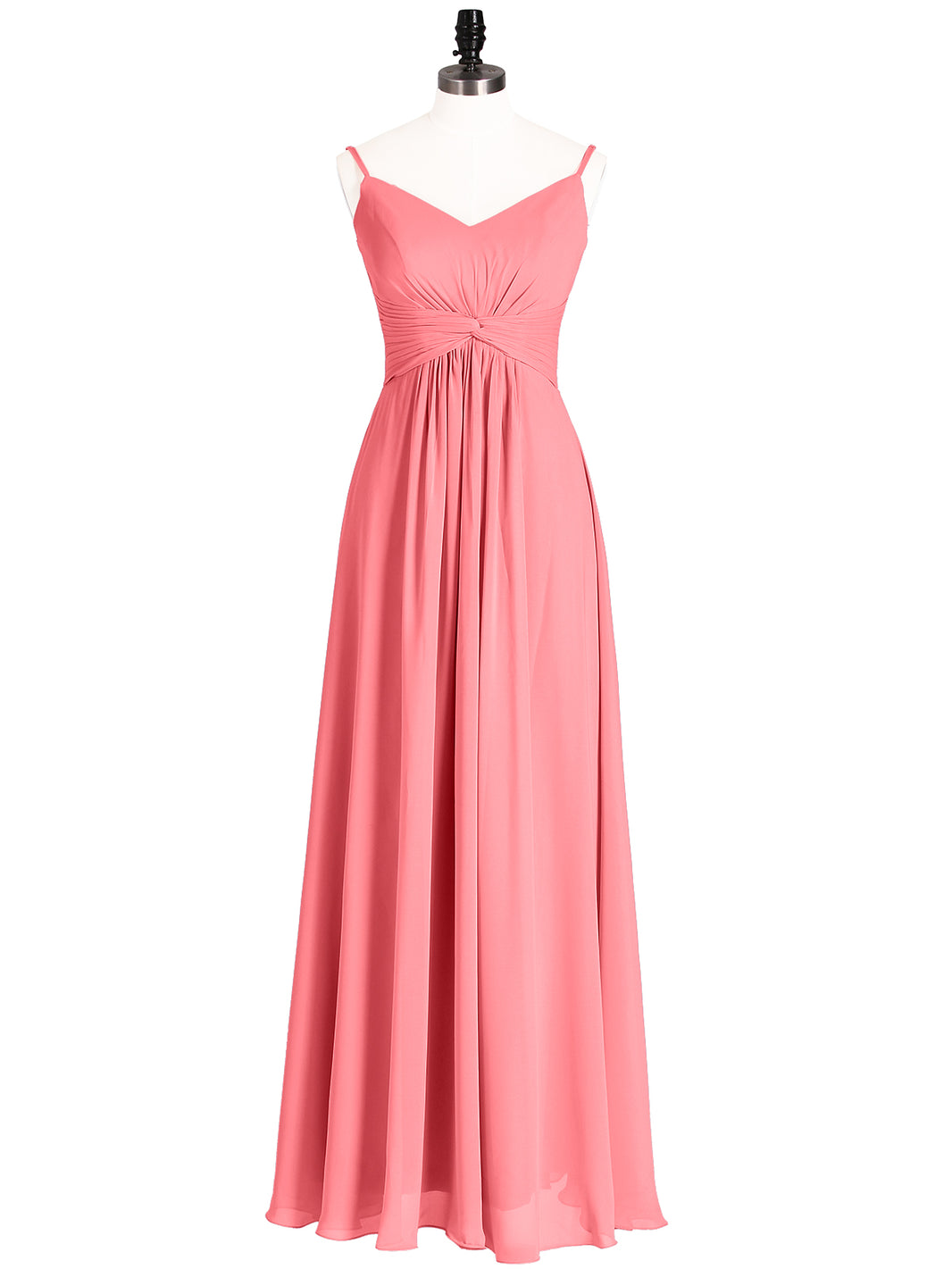 watermelon chiffon bridesmaid dress BABARONI Empire Bridesmaid Gown with Spaghetti Strap-Watermelon, Watermelon / US0