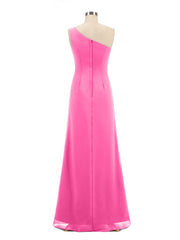 One Shoulder Chiffon Dress with Cascade Skirt-Azalea  BABARONI