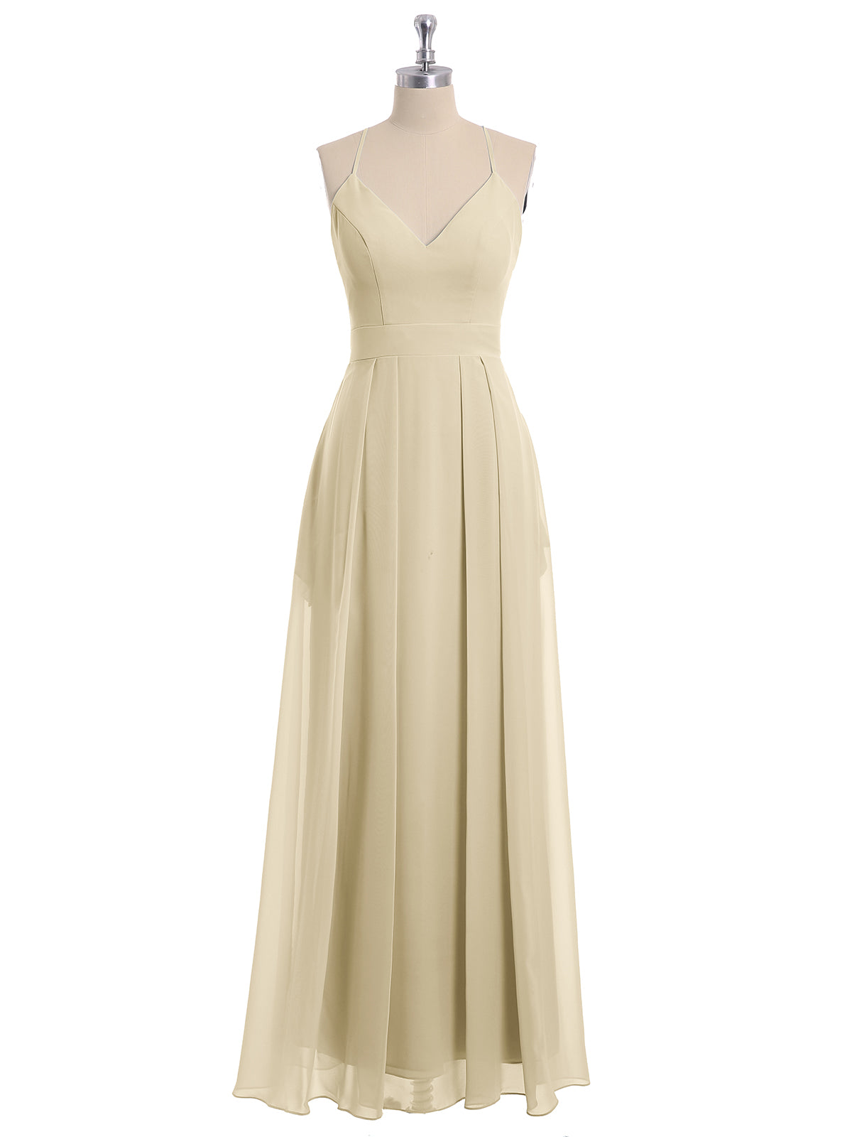 Spaghetti Strap V-neck Chiffon Dresses Lemon