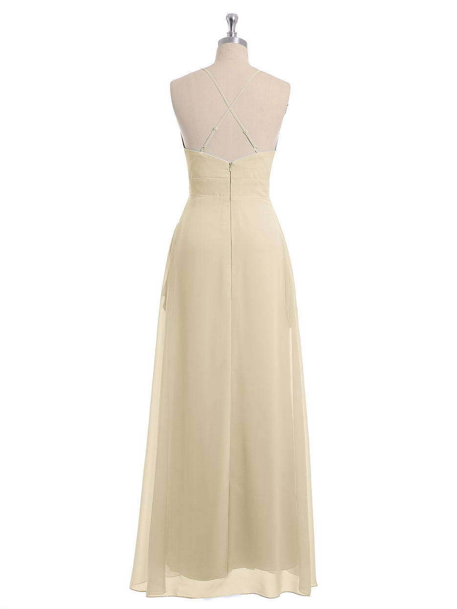 Spaghetti Strap V-neck Chiffon Dresses Sage main image 1