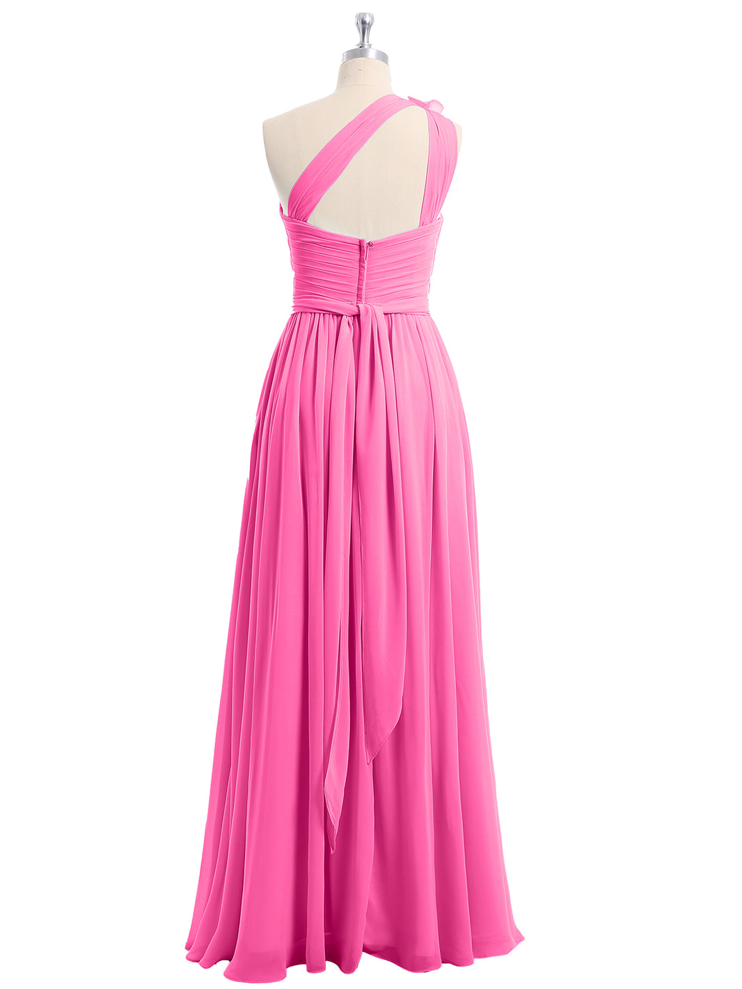 One-Shoulder Chiffon Long Dresses with Belt Azalea