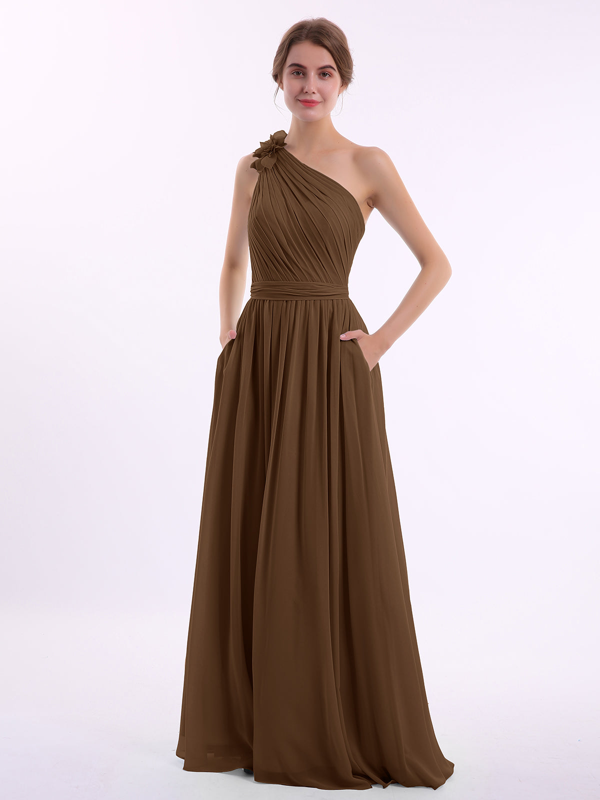 brown formal dress short Off-Shoulder Long Sleeve Short Brown Party Dress Chocolate / Medium