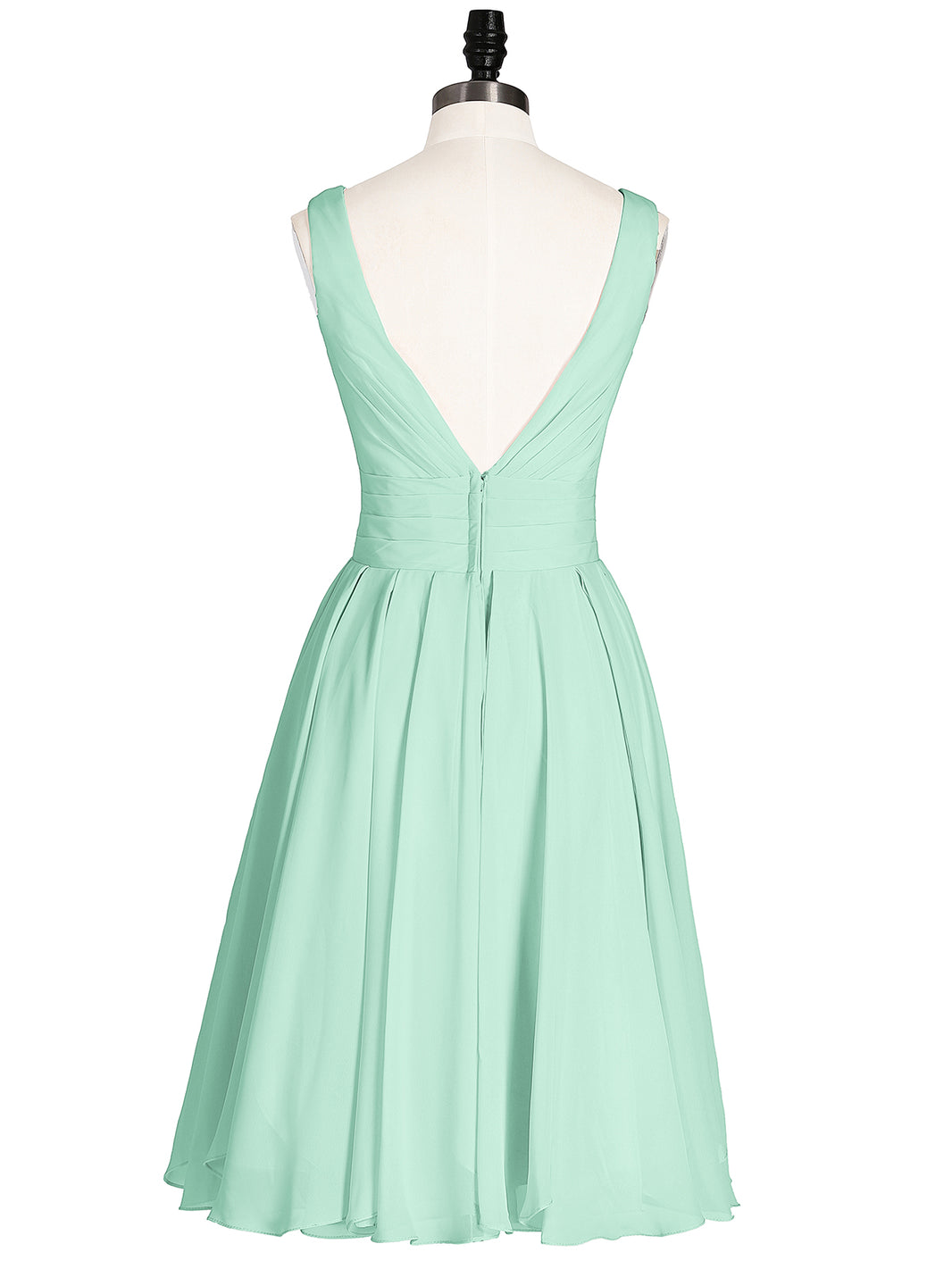 BABARONI Short Chiffon Dress with V Neckline Mint Green, Mint Green / US0