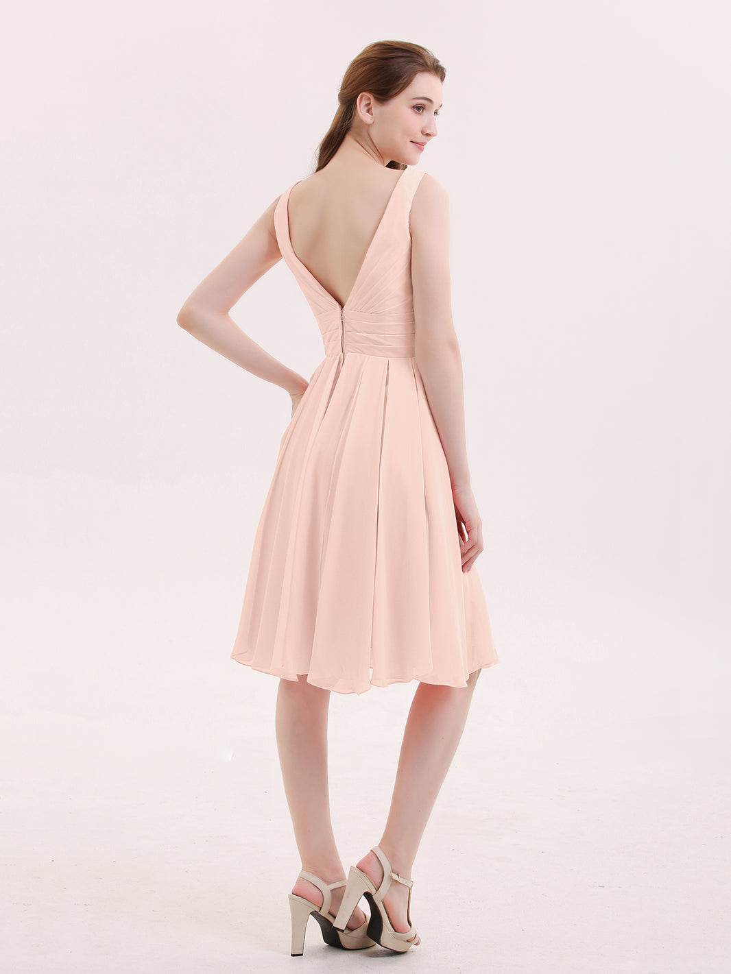 misty blue bridesmaid dresses Pearl Pink Sleeveless Mismatched Bridesmaid Dresses, Dress E