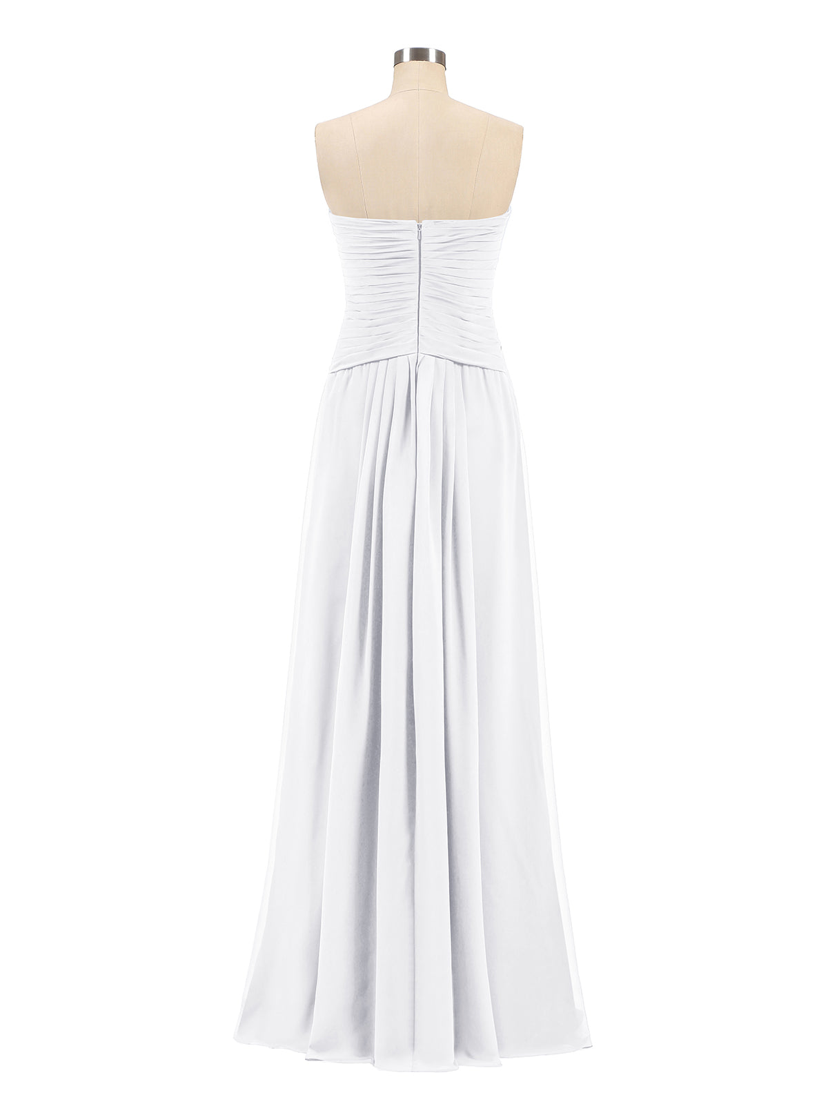 Strapless Sweetheart Neck Chiffon Bridesmaid Gown-White-Madeline | BABARONI