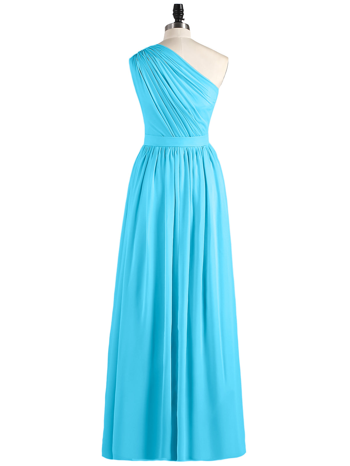 Maggie One Shoulder Chiffon Long Bridesmaid Dress Pool Babaroni