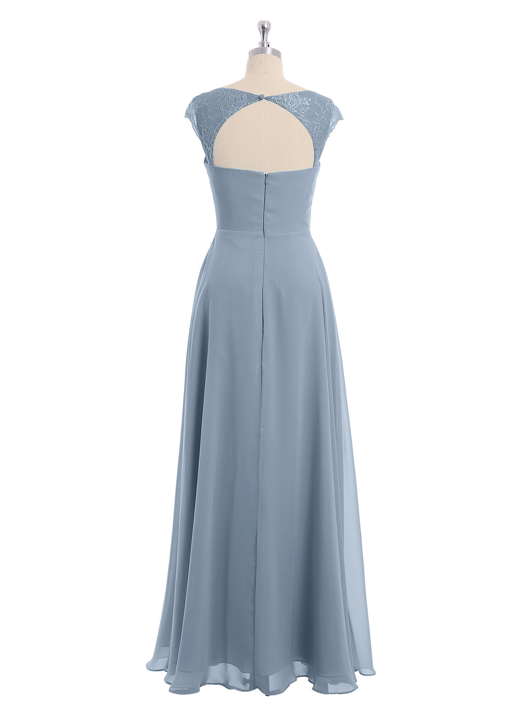 dusty blue modest bridesmaid dresses BABARONI Chiffon Sweetheart Floor-length Cap Sleeve Ruffle A-line Romantic wedding dress Women's Black Silk Cutout Stretch Satin Silhouette Size:0-REG