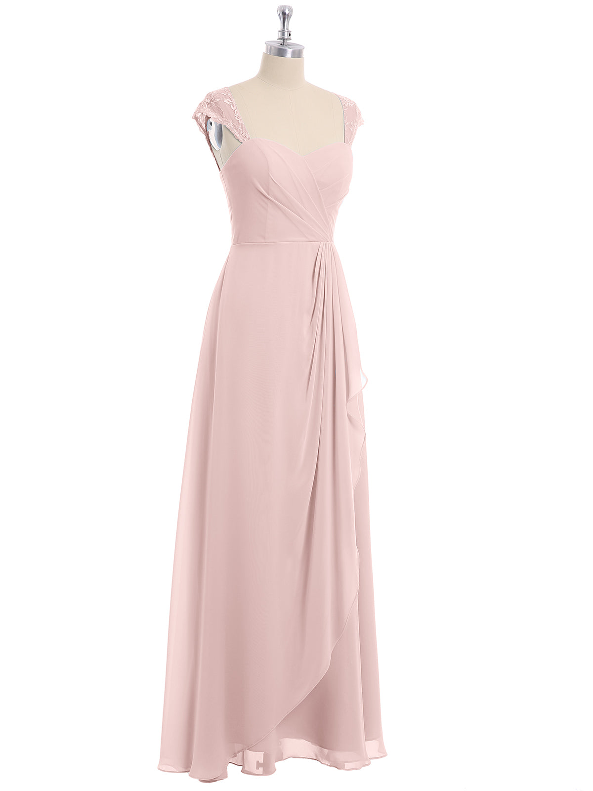 Chiffon Long Bridesmaid Gowns with Bow Sash Dusty Rose