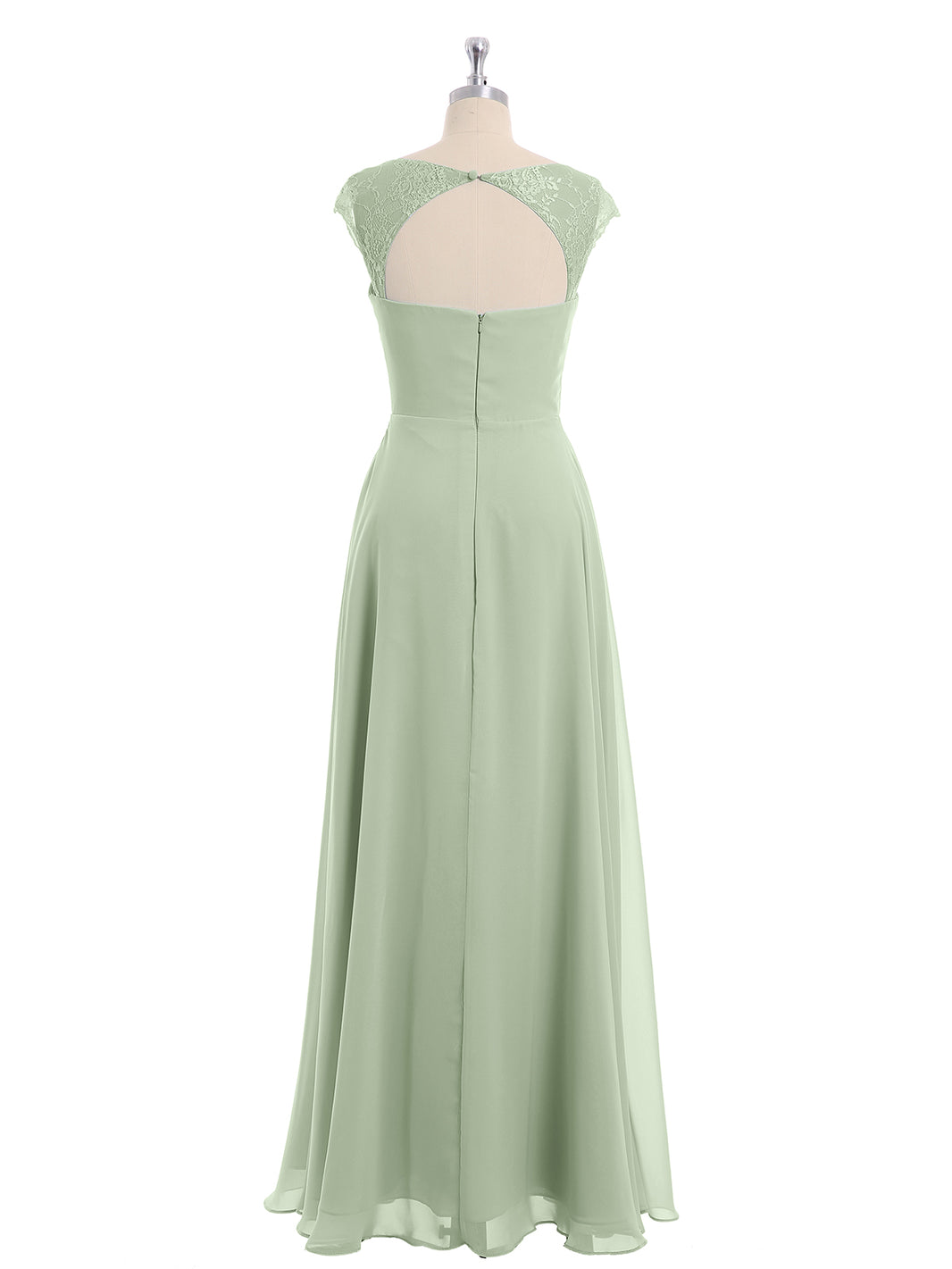 BABARONI Chiffon Bridesmaid Dresses with Lace Cap Sleeves-Dusty Sage, Dusty Sage / US0 BABARONI Chiffon Bridesmaid Dresses with Lace Cap Sleeves-Dusty Sage, Dusty Sage / US0