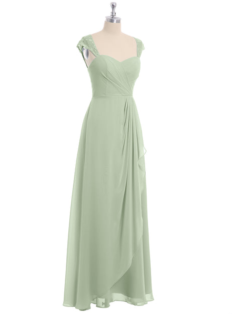 Chiffon FAUX-WRAP Dresses with Bow Dusty Sage