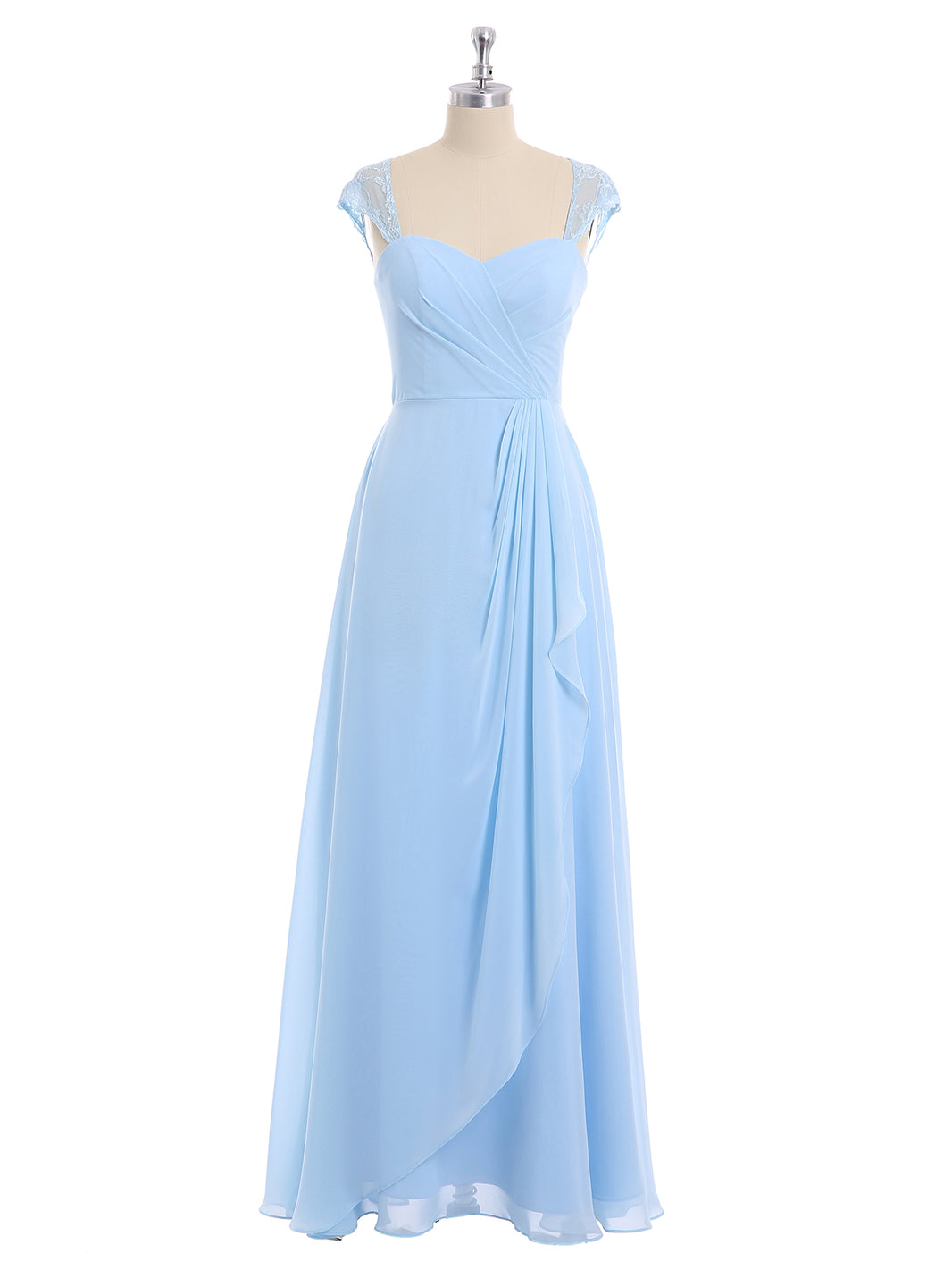 bridesmaid sky blue dresses Zapakasa Women Sky Blue One Shoulder Long Bridesmaid Dress with Slit Sheath  Satin Evening Dress main image 1