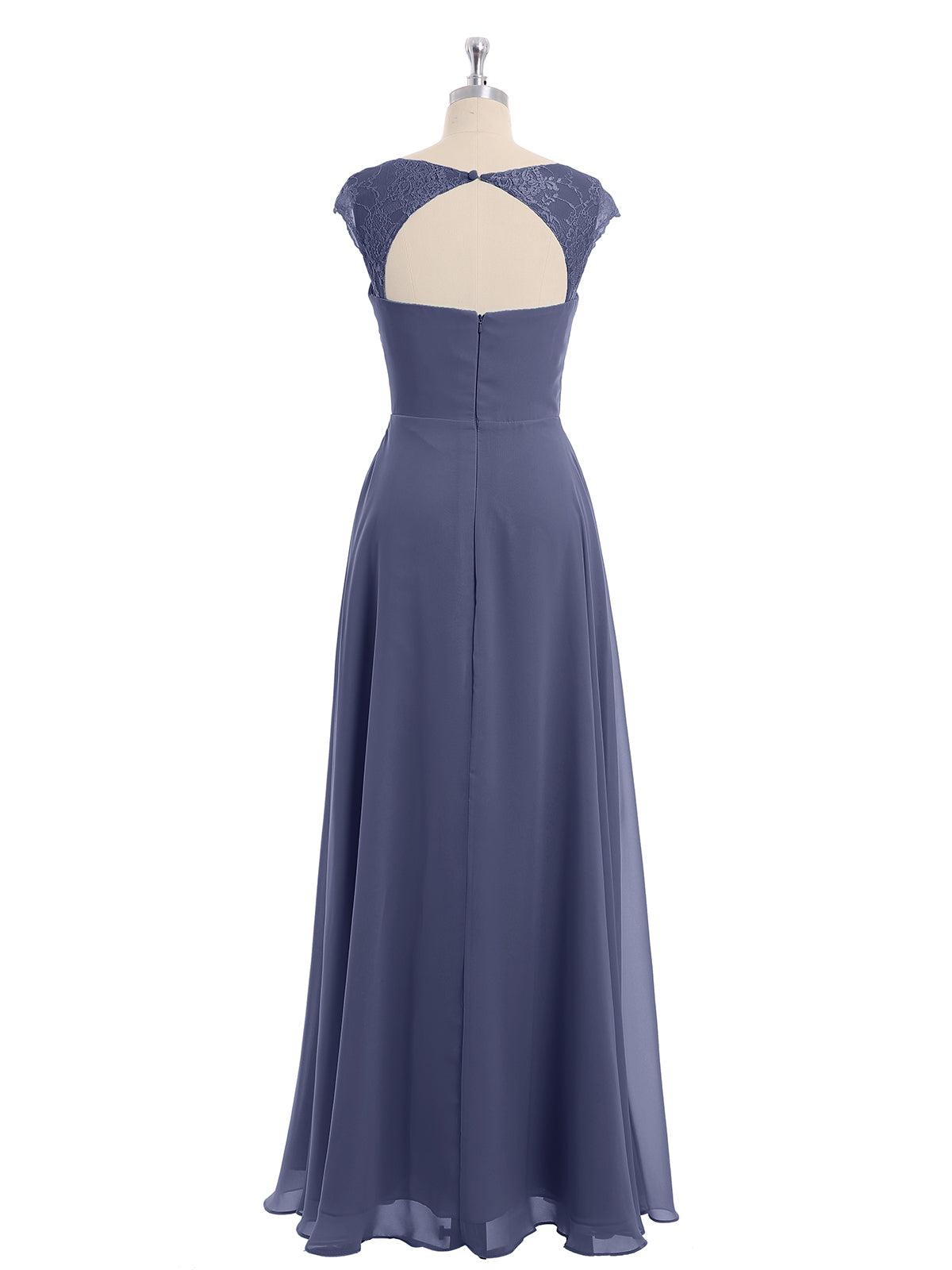 Lace Strap V Neckline Chiffon Bridesmaid Dress Stormy