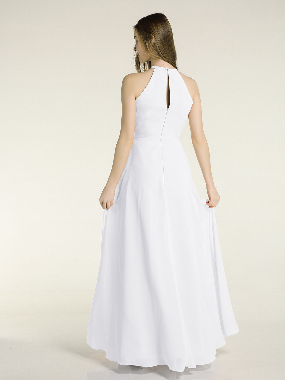 Sleeveless Halter Chiffon Lace Top Long Dresses Wisteria