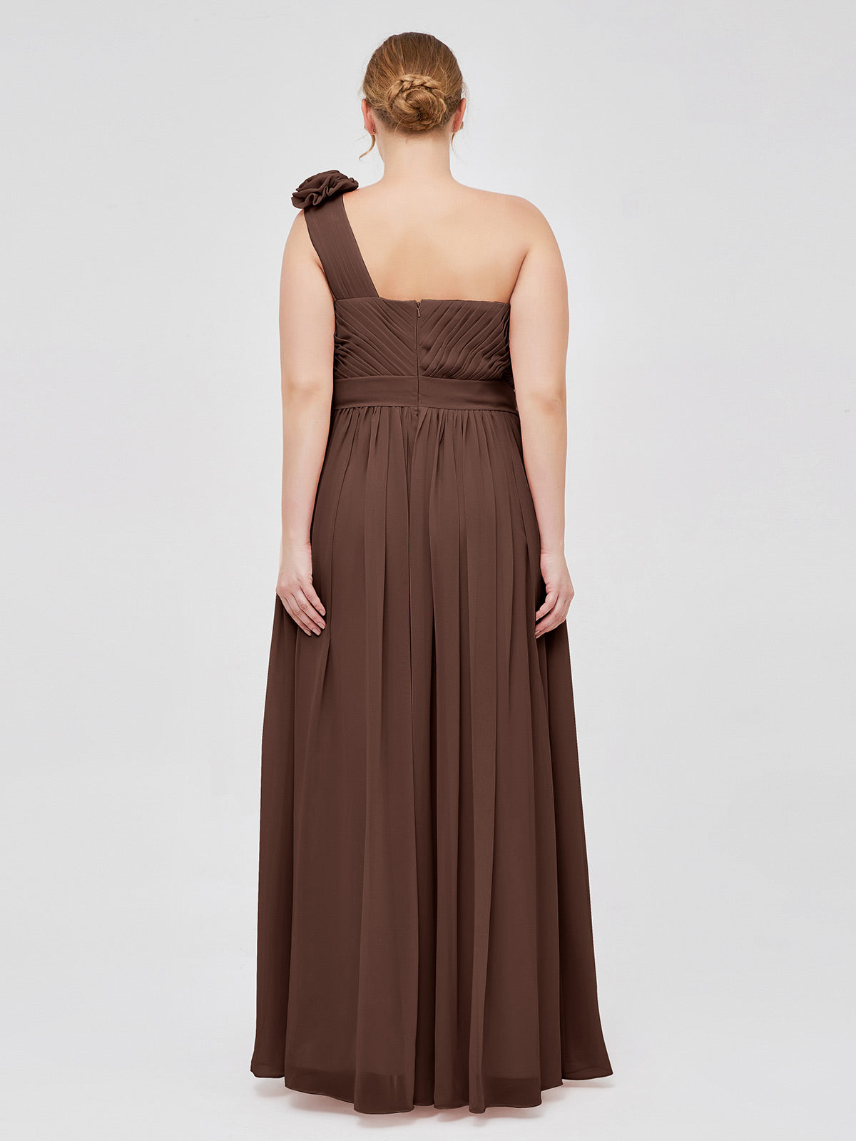 Straplesses Chiffon Maxi Dresses with Bow Chocolate Plus Size main image 0