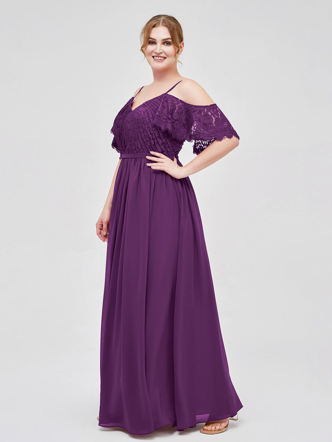 Long Chiffon Spaghetti Strap Dresses Grape Plus Size