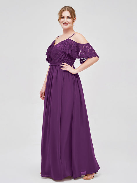Chiffon Spaghetti Strap Maxi Dresses Grape