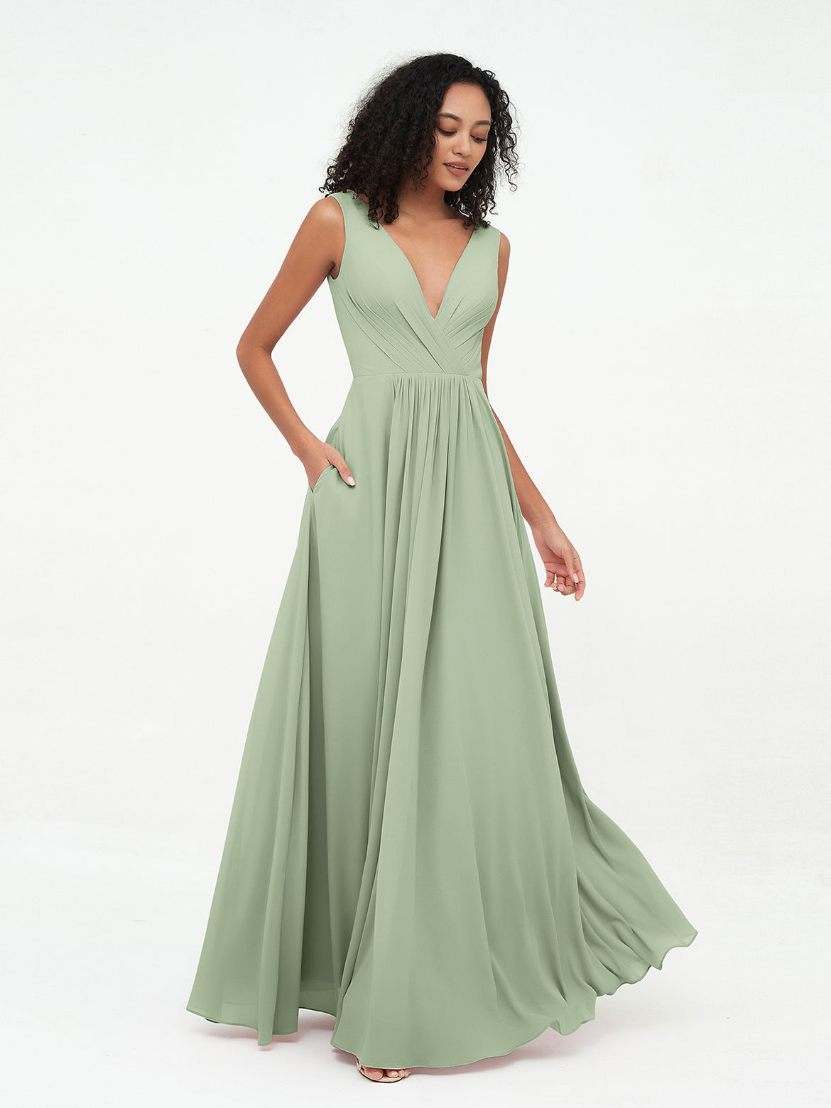 Dusty Sage Bridesmaid Dresses - On Sale Prices Start from $79 BABARONI Dusty Sage Bridesmaid Dresses - On Sale Prices Start from $79 BABARONI