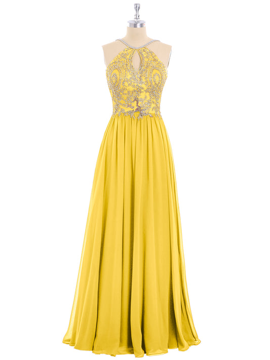 Lace Appliqued And Beaded Long Dresses Marigold main image 0
