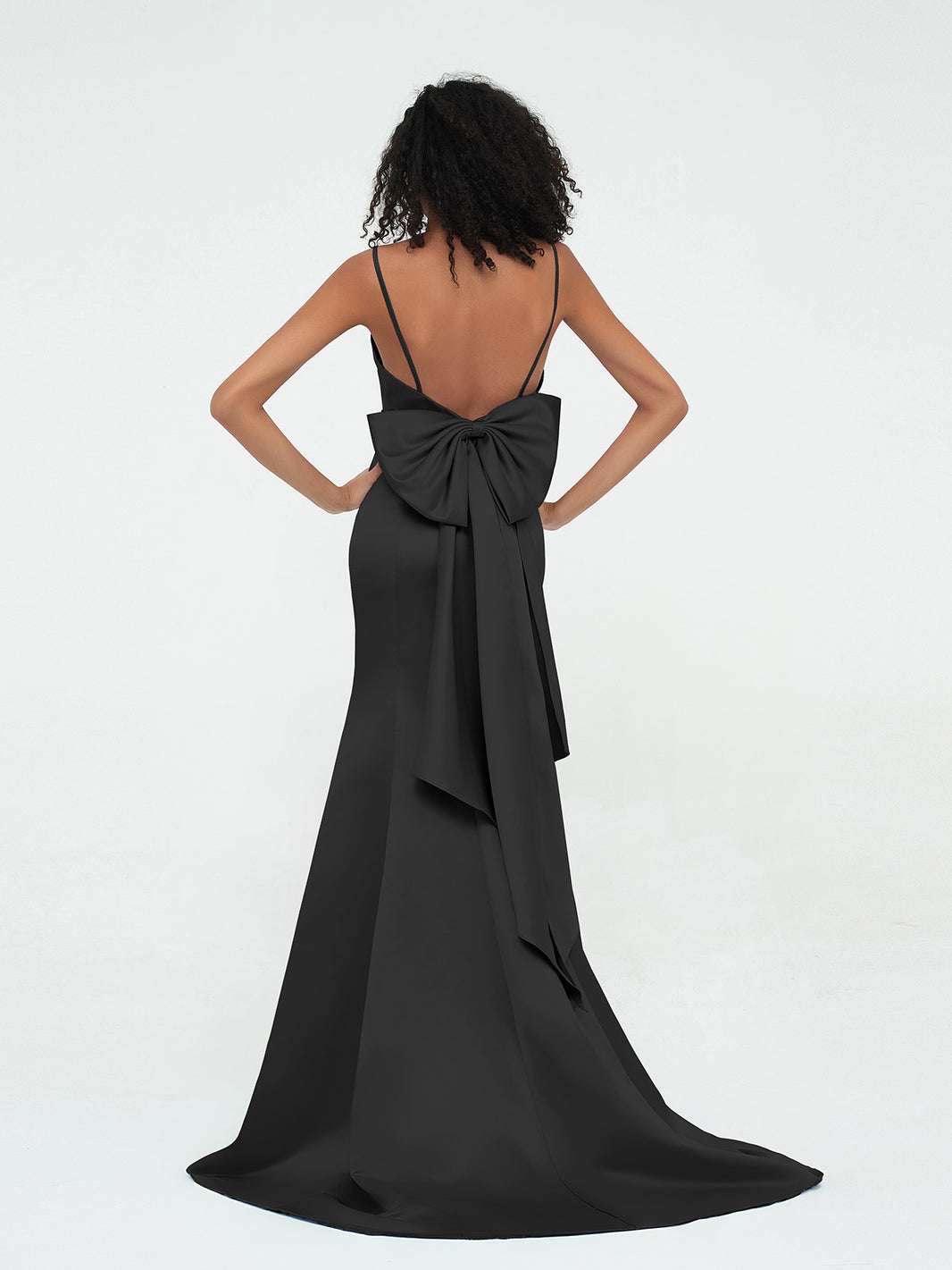 BABARONI Spaghetti Straps Satin Mermaid Dresses-Dark Navy Plus Size, Dark Navy / US18 BABARONI Spaghetti Straps Satin Mermaid Dresses-Dark Navy Plus Size, Dark Navy / US18
