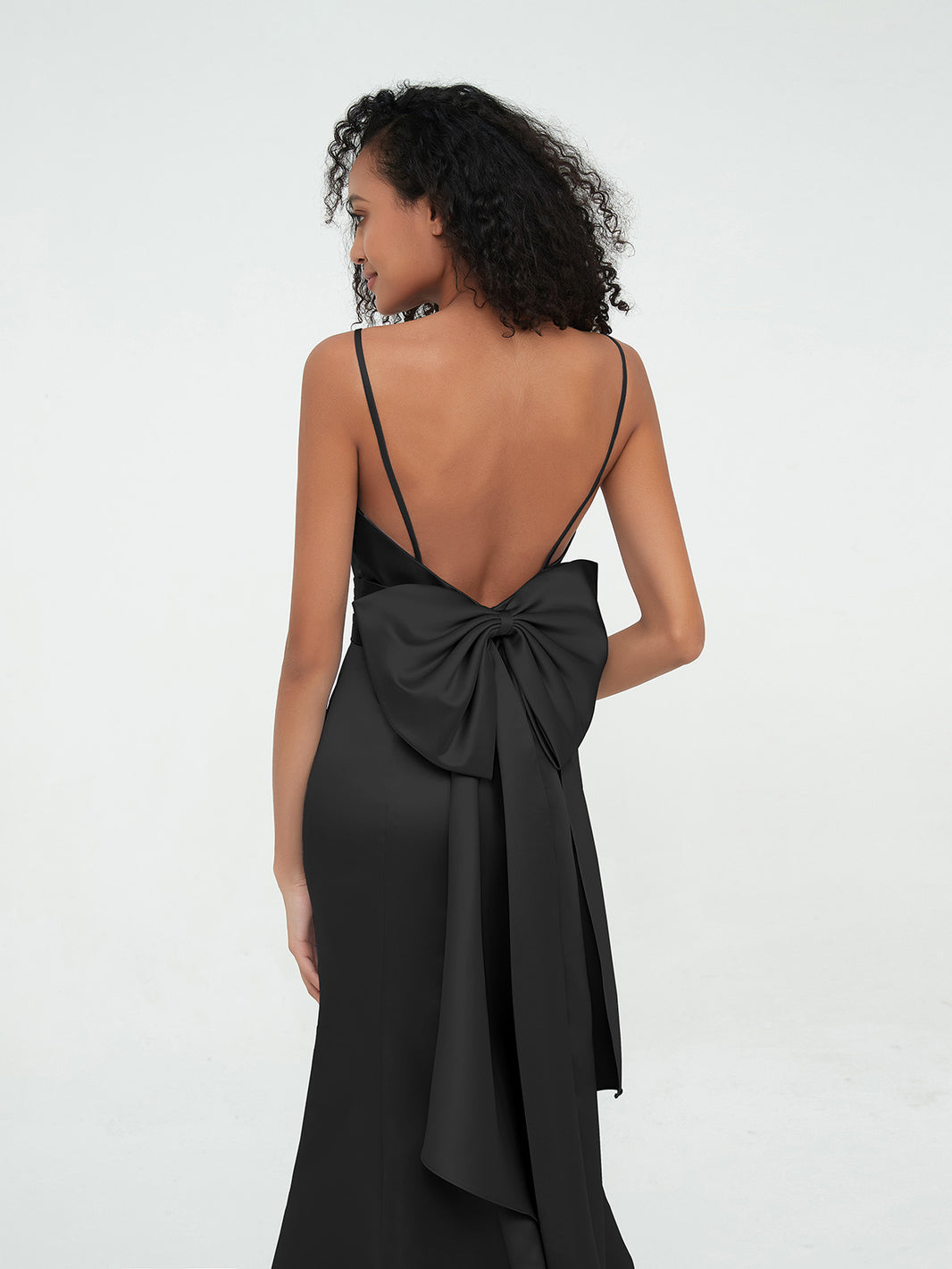 BABARONI Spaghetti Straps Satin Mermaid Dresses-Chocolate Plus Size, Chocolate / US18