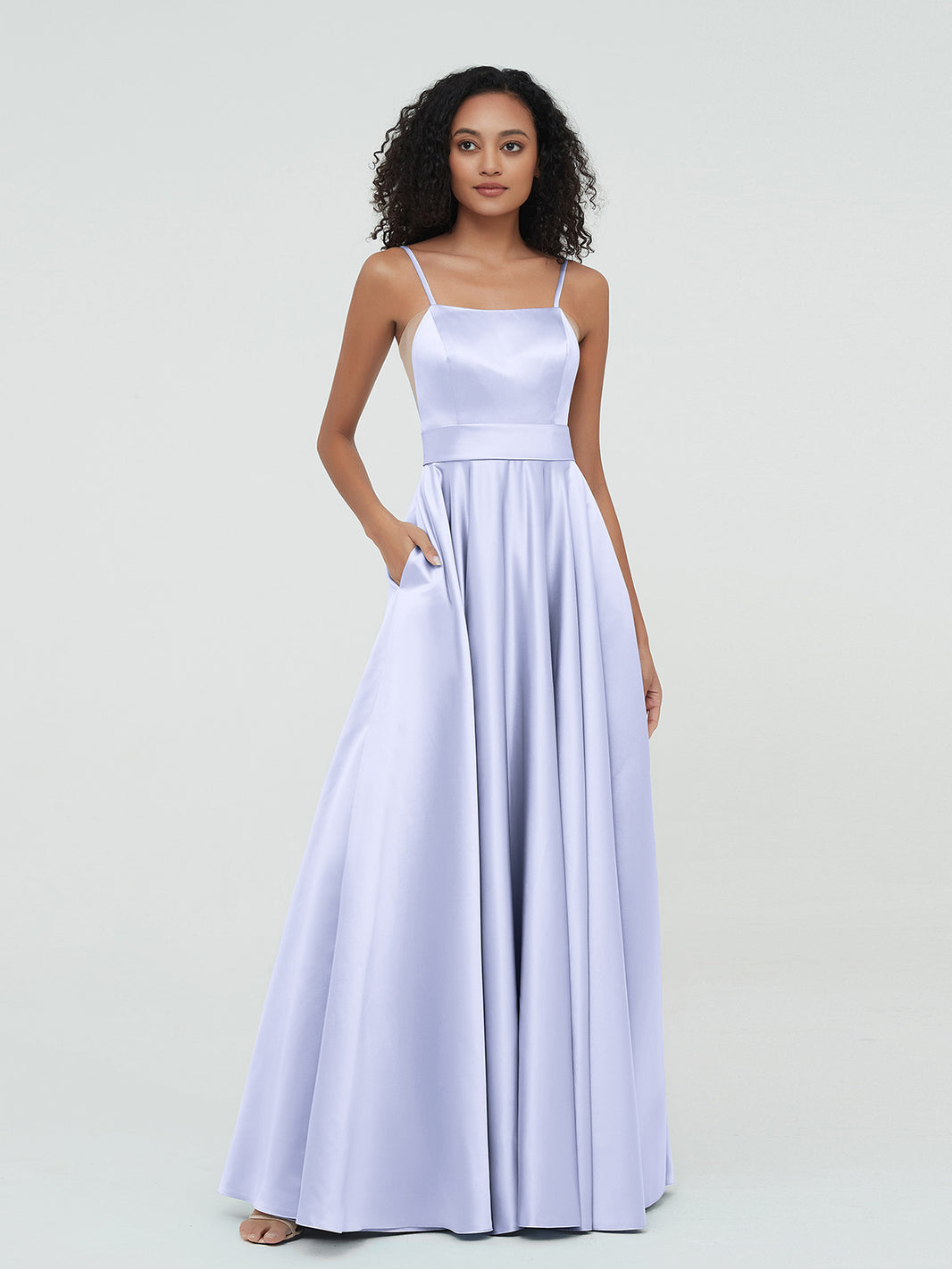 BABARONI A-line Spaghetti Straps Max Satin Dresses-Lilac Plus Size, Lilac / US18 BABARONI A-line Spaghetti Straps Max Satin Dresses-Lilac Plus Size, Lilac / US18