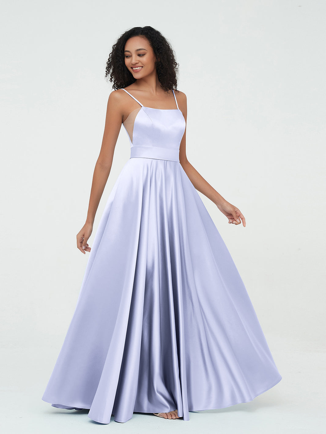 long lavender bridesmaid dresses Simple A Line V Neck Backless Long Lavender Prom Dress, Backless Laven –  abcprom