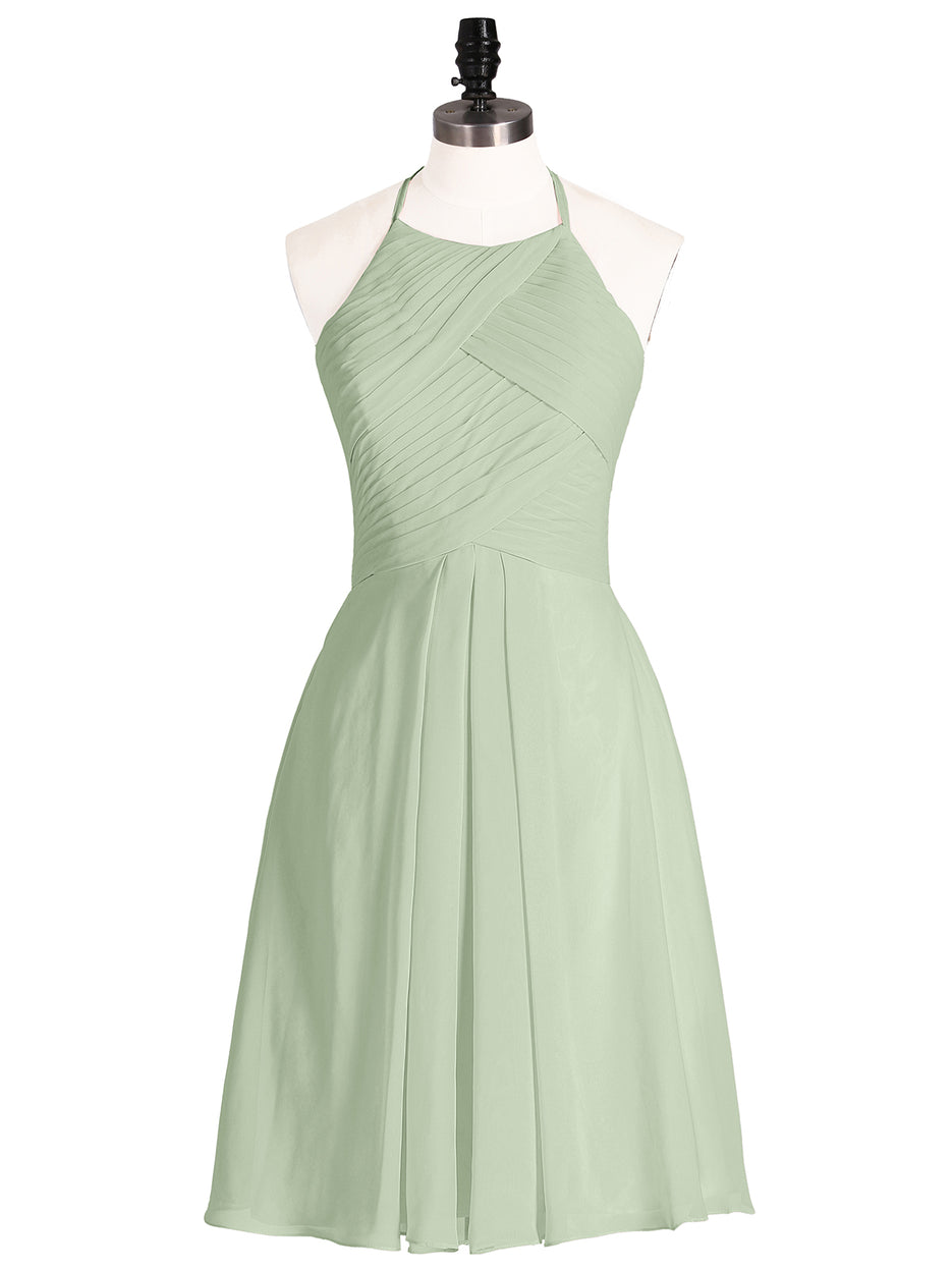 Chiffon Mini Short Dresses with Sweethart Dusty Sage main image 1