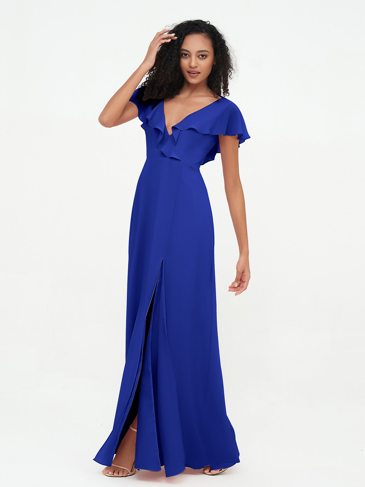 Cobalt Blue Chiffon Dress