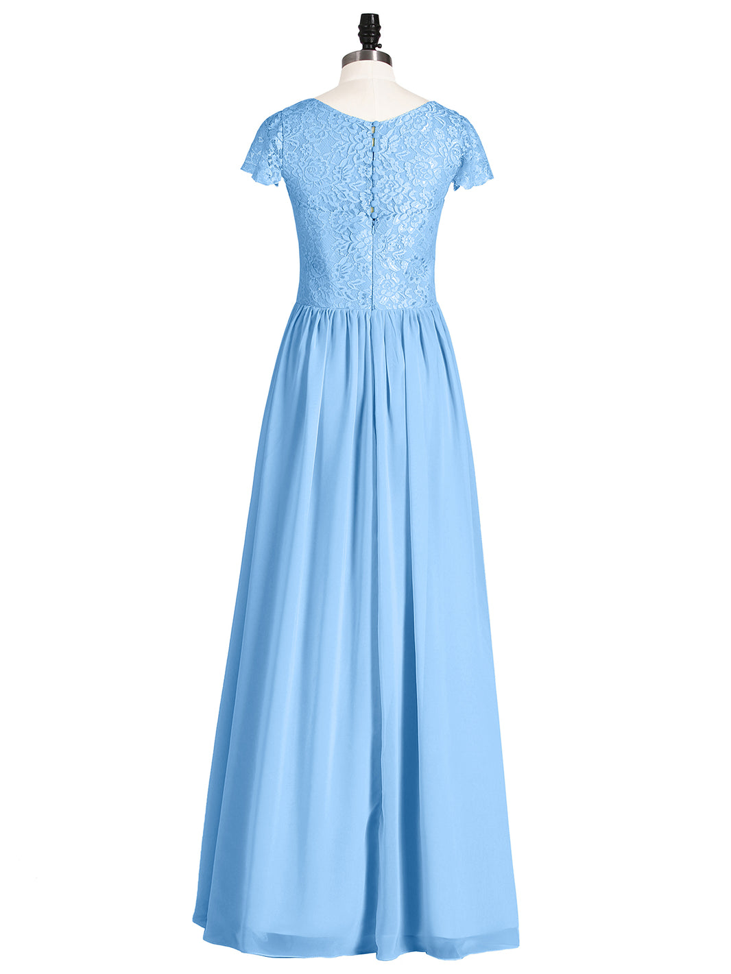 BABARONI Long Bridesmaid Dresses with Cap Sleeves Blue, Blue / US0
