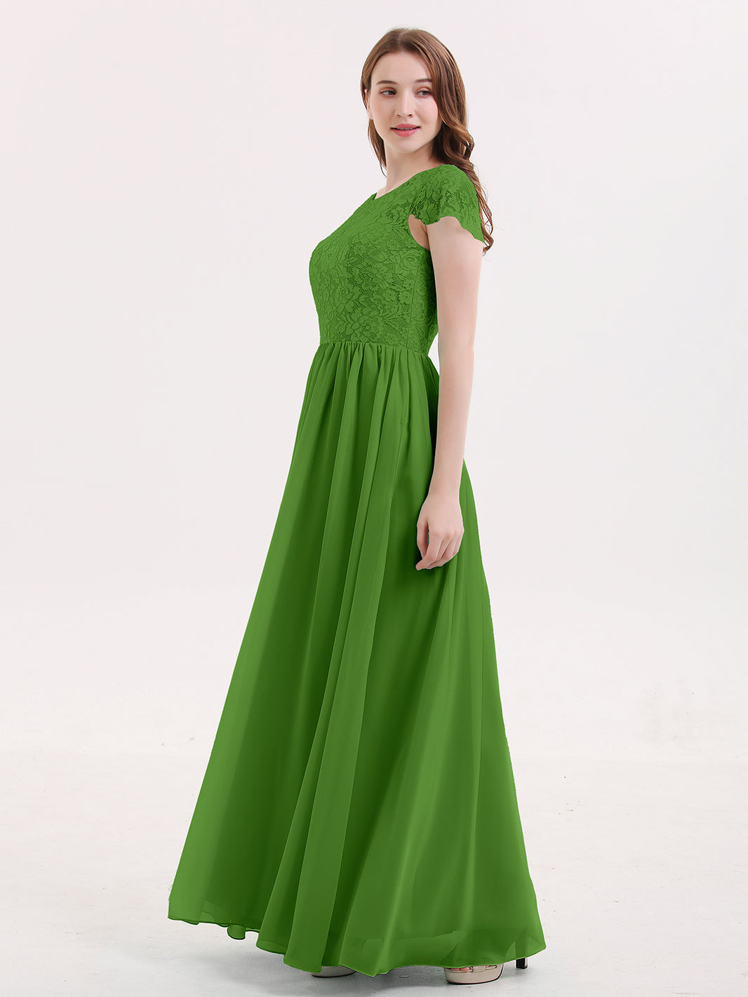 BABARONI Long Bridesmaid Dresses with Cap Sleeves Moss, Moss / US0 BABARONI Long Bridesmaid Dresses with Cap Sleeves Moss, Moss / US0