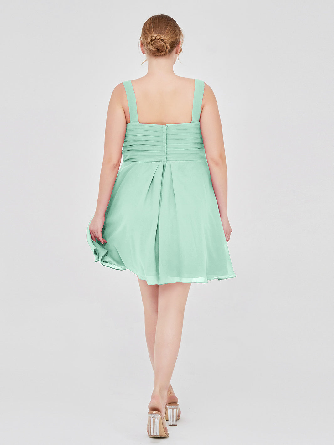 blue dress for baby girl Puffy Knee Length Bridesmaid Dress Chiffon V-Neck Casual Short Dress