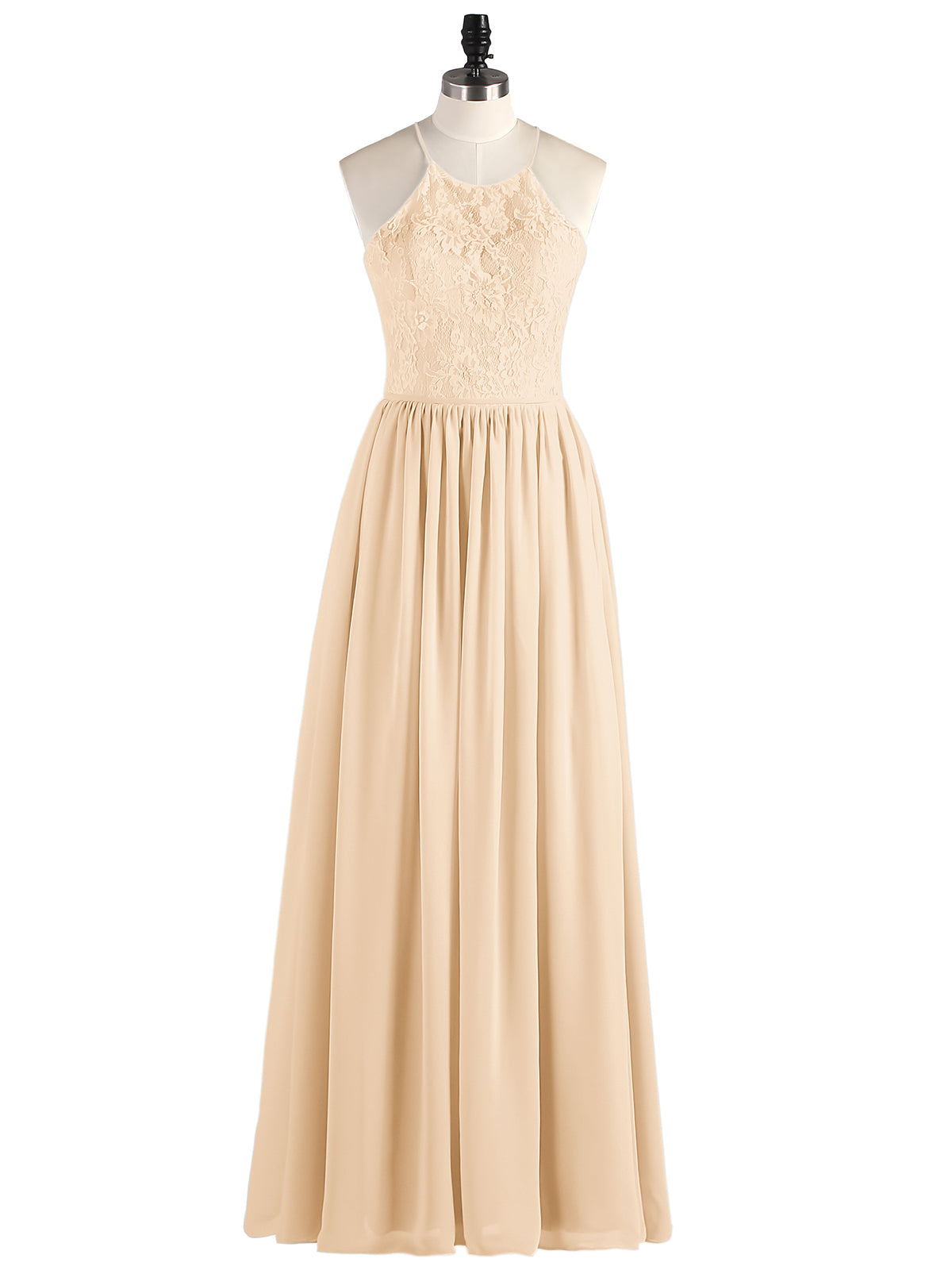 Pleated Bodice Chiffon Full Length Gowns Peach Plus Size
