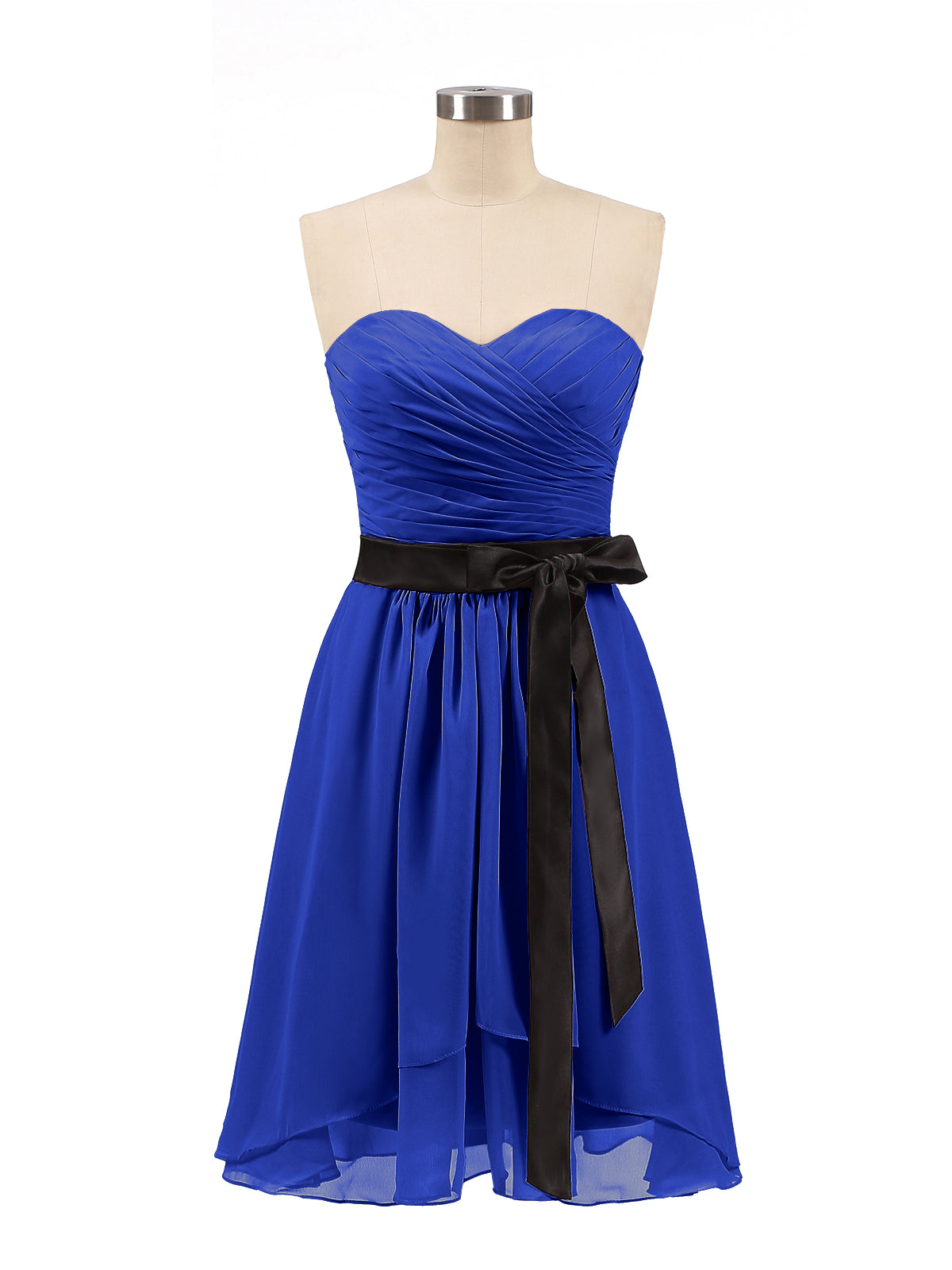 BABARONI Chiffon Royal Blue Bridesmaid Dresses Sweetheart Short/Mini Sleeveless Bow A-line, Royal Blue / US0