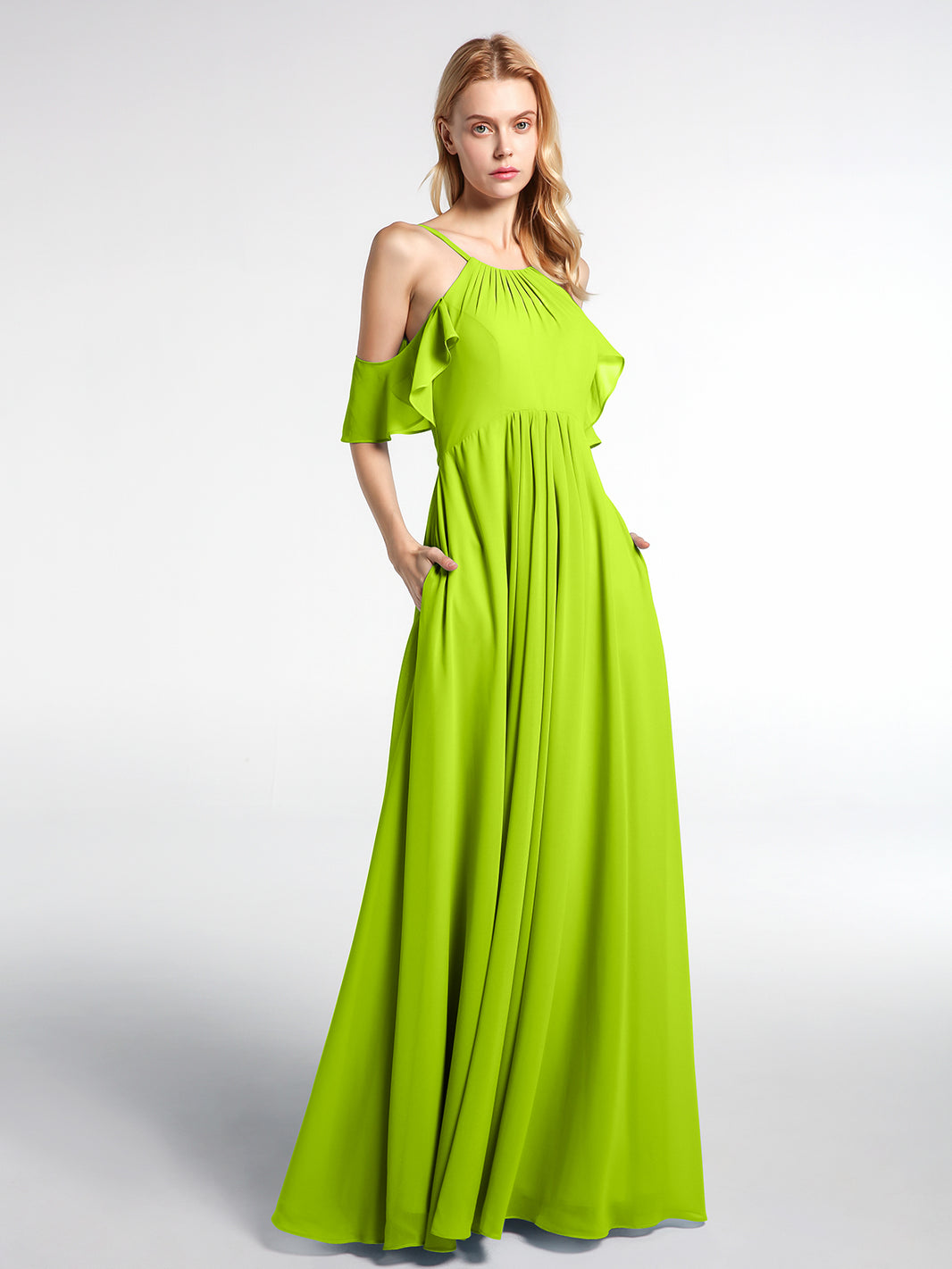 sabrina green dress Zapaka Women Light Green Bridesmaid Dress Halter Satin A-Line Cut Out  Wedding Party Dress main image 1