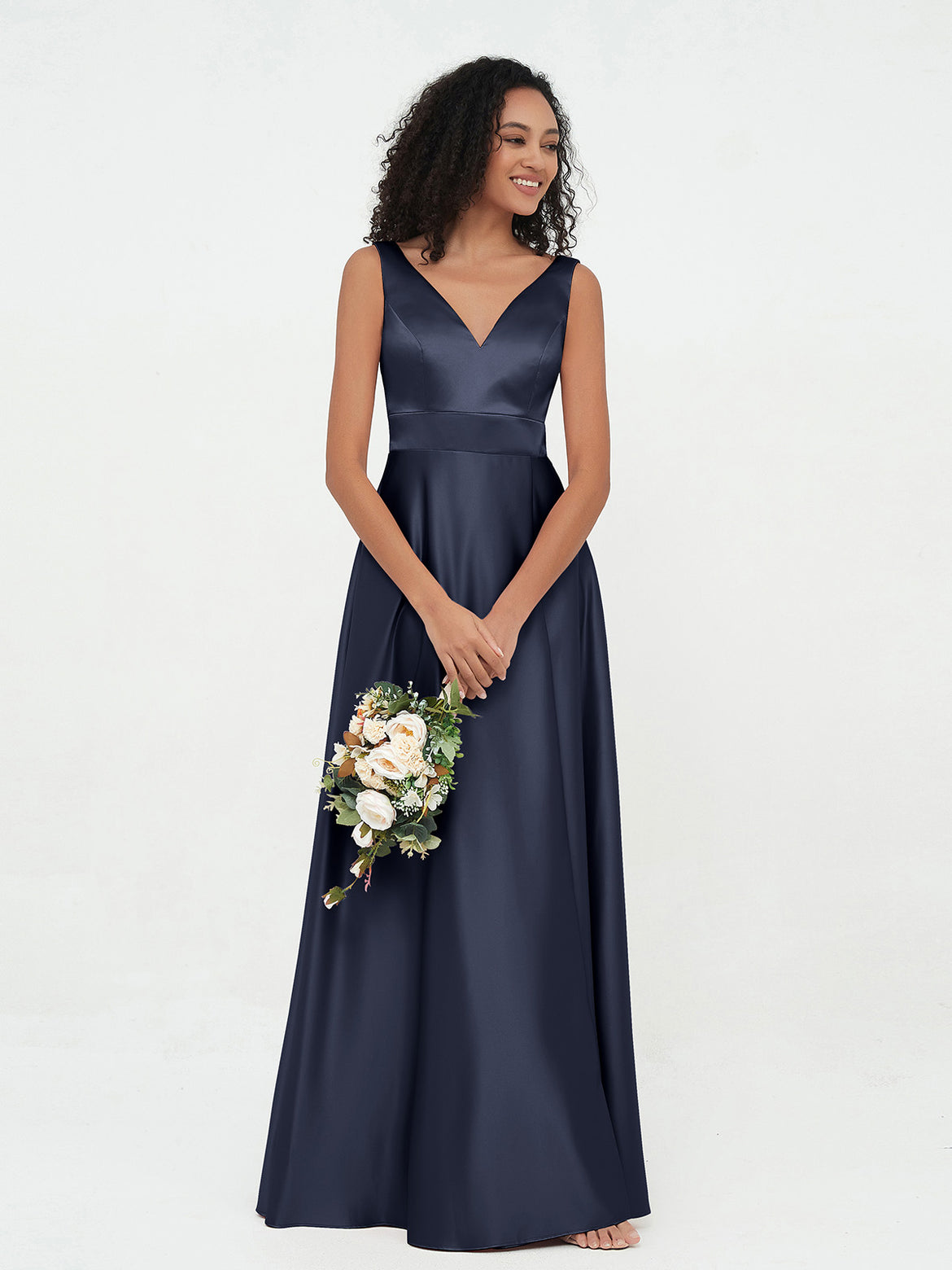 Dark Navy Bridesmaid Dresses - Free Custom Size for Perfect Fit BABARONI Dark Navy Bridesmaid Dresses - Free Custom Size for Perfect Fit BABARONI