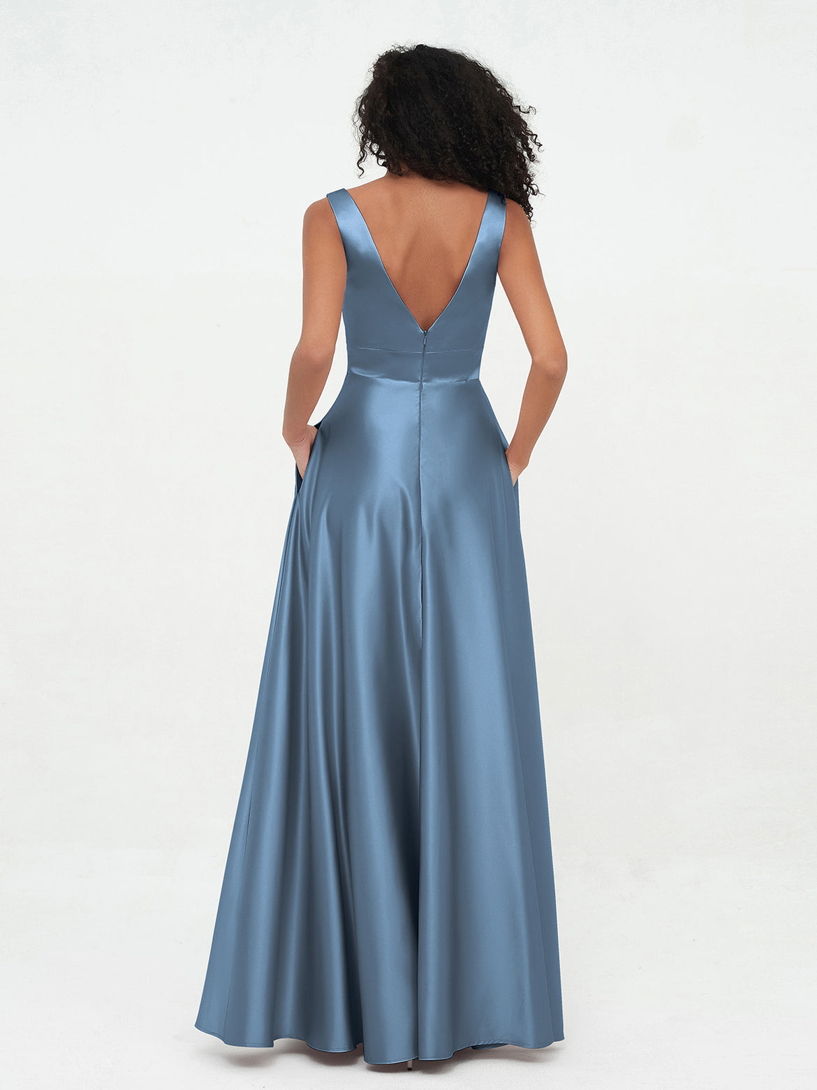 slate blue satin bridesmaid dresses Slate Blue Bridesmaid Dress Chiffon Size 0X