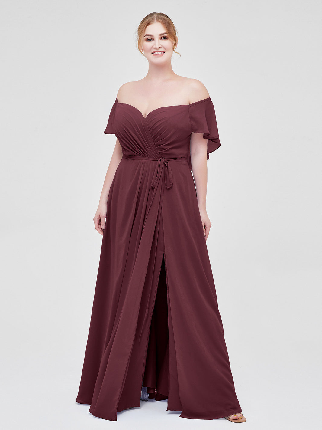 chinese dress ladies CABERNET SWEETHEART V FLUTTER SLEEVE MAXI DRESS main image 1